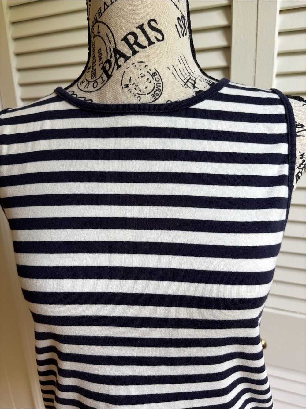 NWOT J. Crew Navy & White Wide Stripe Sleeveless Top Tank Tee L - Picture 2 of 6